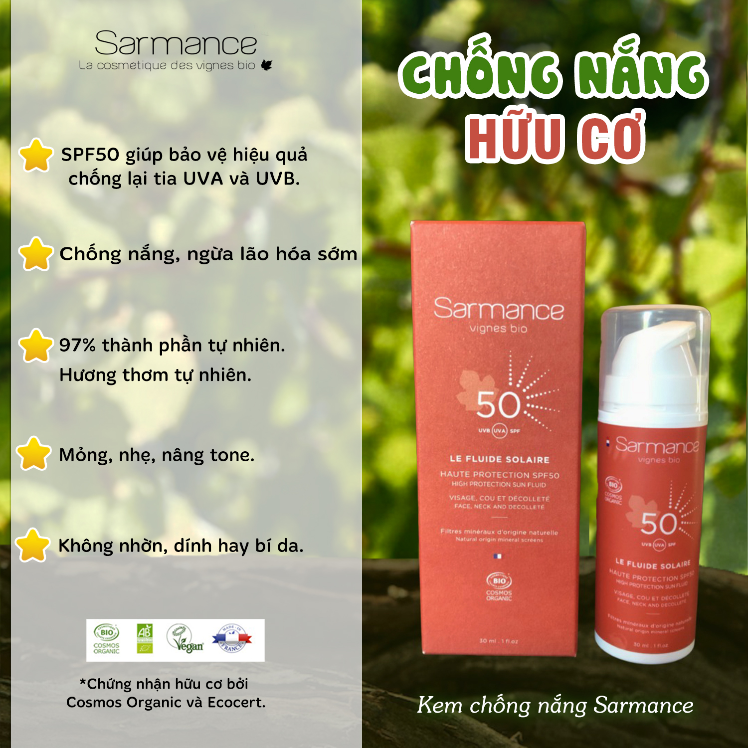 Kem chống nắng hữu cơ SPF 50